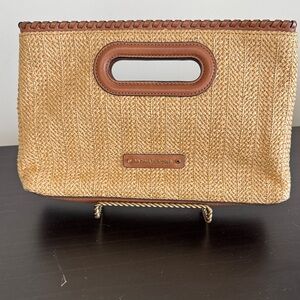 Michael Kors Straw Rosalie Large Clutch - Brown
